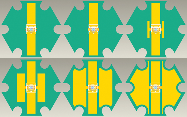 FR-4 PCB with 14 thermal vias and varying top thermal pad widths FR-4 PCB